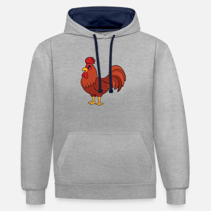 Hahn - Sweat à capuche contrasté - gris chiné/bleu marine