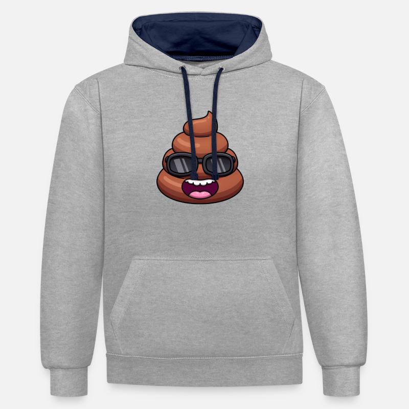 Morceau de merde cool - Sweat à capuche contrasté - gris chiné/bleu marine