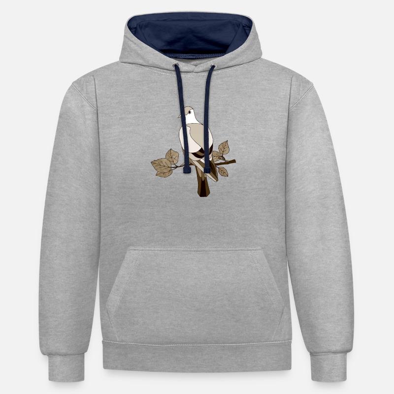 Oiseau - Sweat à capuche contrasté - gris chiné/bleu marine