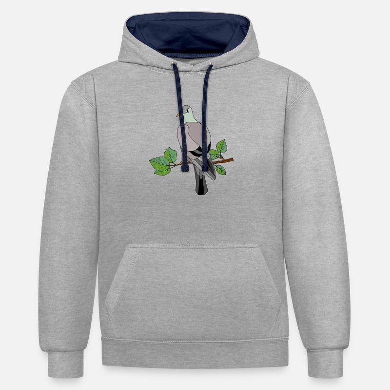 Oiseau - Sweat à capuche contrasté - gris chiné/bleu marine
