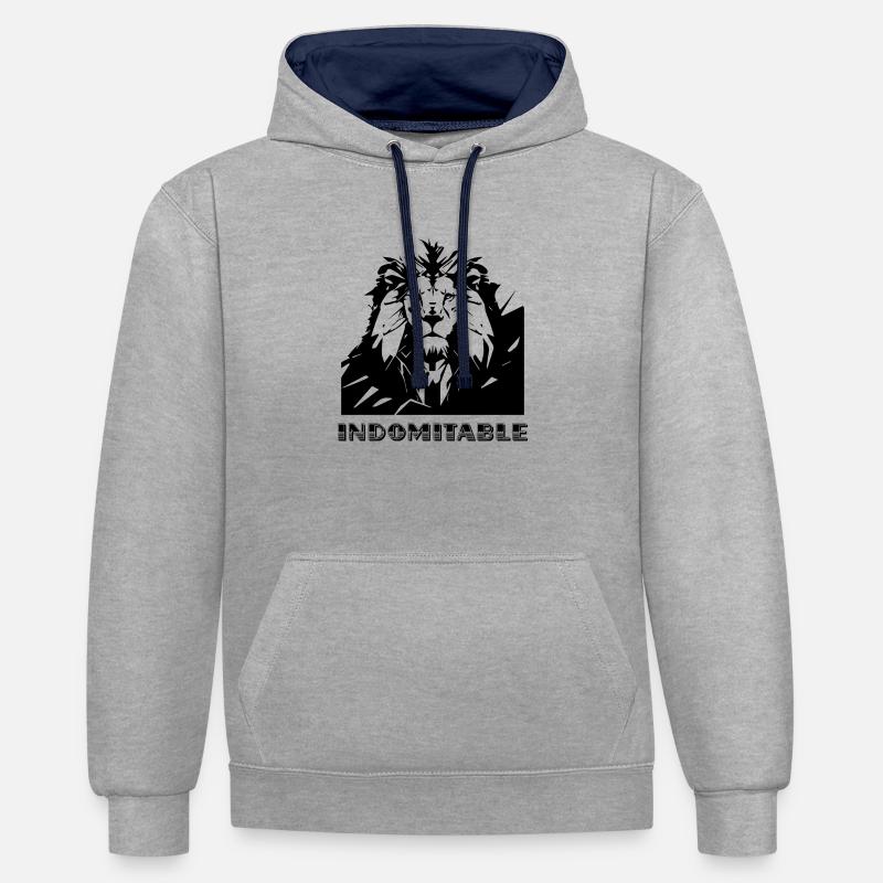 Indomptable - Sweat à capuche contrasté - gris chiné/bleu marine