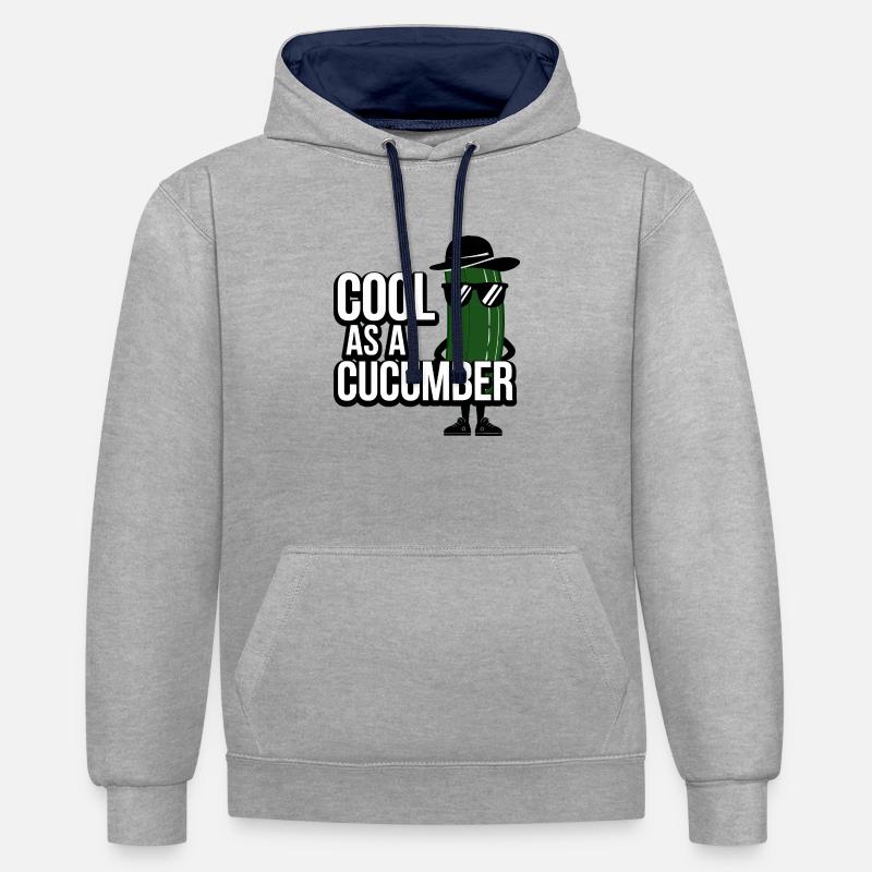 Cool comme un concombre - Sweat à capuche contrasté - gris chiné/bleu marine