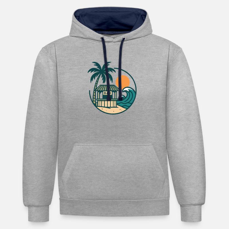 Bar de l’île de plage - Sweat à capuche contrasté - gris chiné/bleu marine