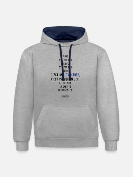 jacques brel - Sweat à capuche contrasté - gris chiné/bleu marine