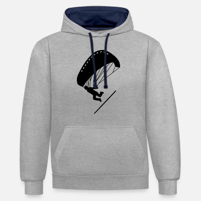 Launch. Gleitschirm. - Kontrast-Hoodie - Grau meliert/Navy