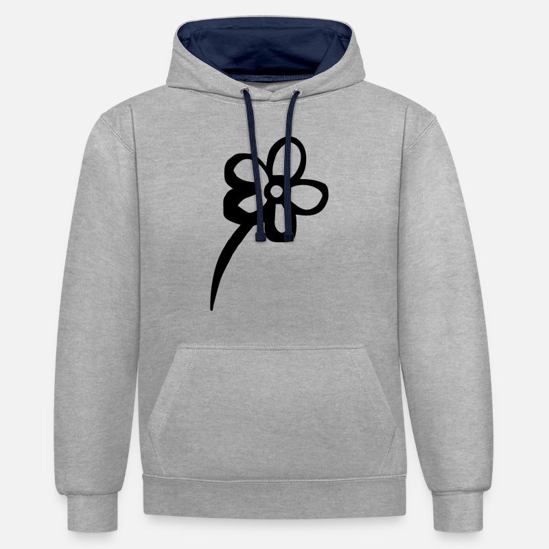 Fleur - flower - Sweat à capuche contrasté - gris chiné/bleu marine