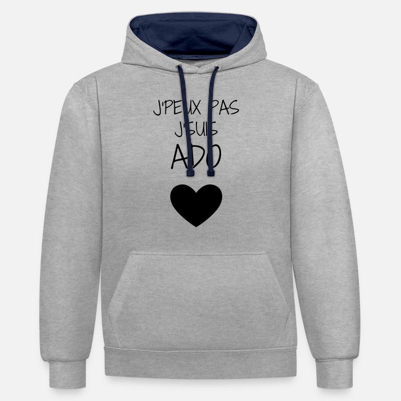 adolescent / enfant / ado / adolescente - Sweat à capuche contrasté - gris chiné/bleu marine
