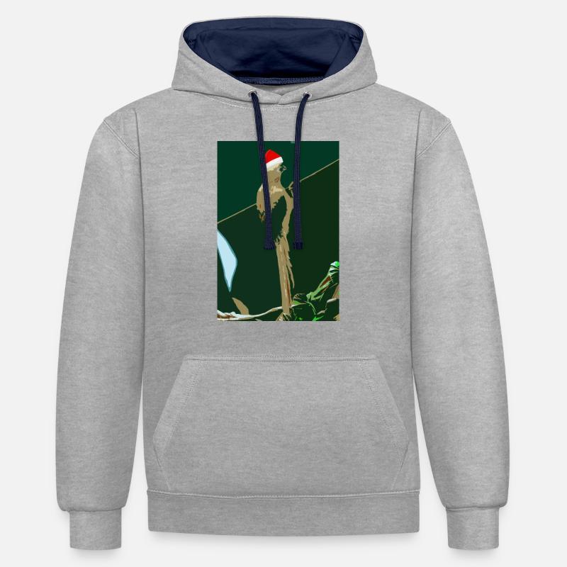 Colious de noël - Sweat à capuche contrasté - gris chiné/bleu marine