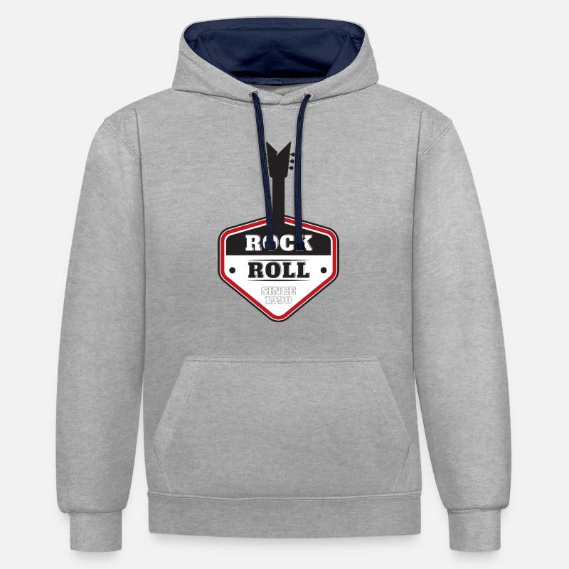 ROCK 'N' ROLL DEPUIS 1990 - Sweat à capuche contrasté - gris chiné/bleu marine