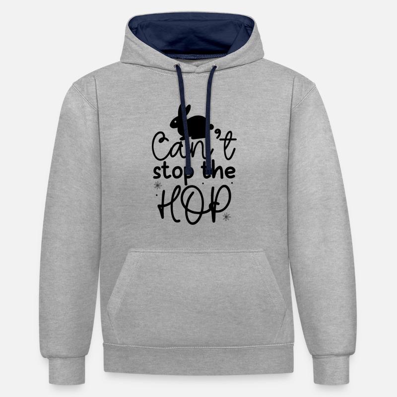 Impossible d’arrêter le houblon - Sweat à capuche contrasté - gris chiné/bleu marine