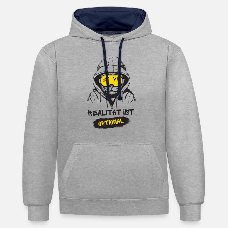 La réalité VR est facultative - Sweat à capuche contrasté - gris chiné/bleu marine