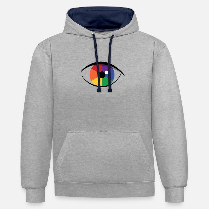 œil - Sweat à capuche contrasté - gris chiné/bleu marine