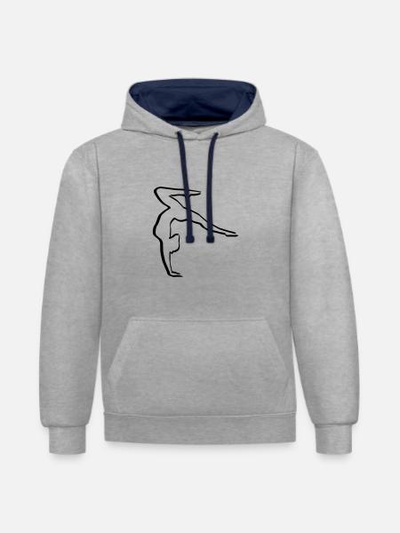 Gymnaste, gymnaste - Sweat à capuche contrasté - gris chiné/bleu marine