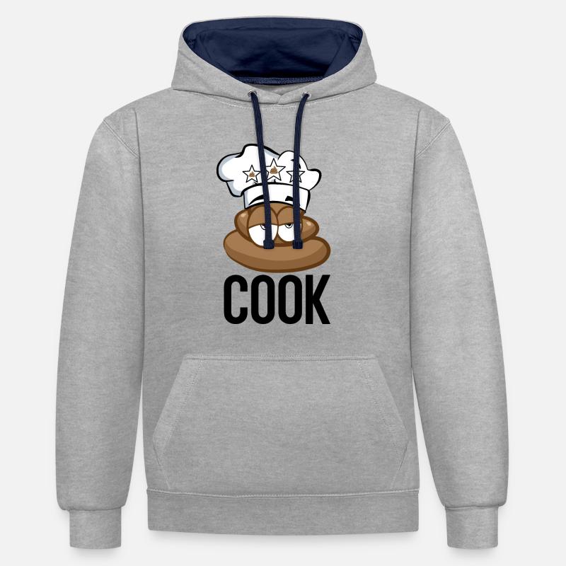 COOK KOCH KOCH CHEF ÉTOILÉ - Sweat à capuche contrasté - gris chiné/bleu marine