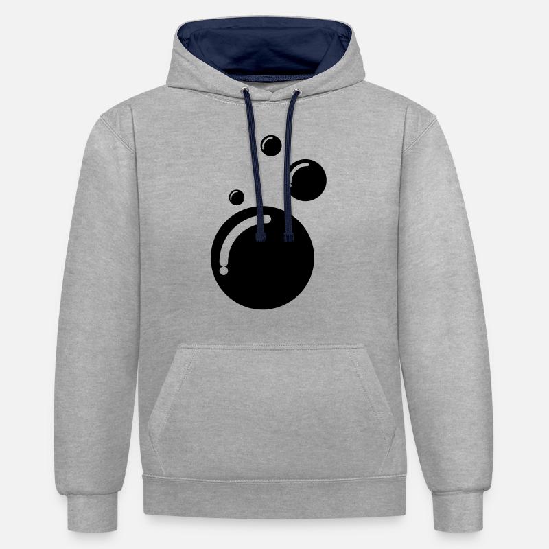 Bubbles - Sweat à capuche contrasté - gris chiné/bleu marine