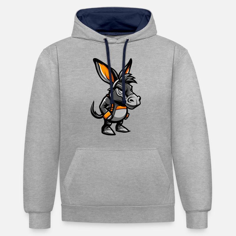 Bande dessinée de l’âne - Sweat à capuche contrasté - gris chiné/bleu marine