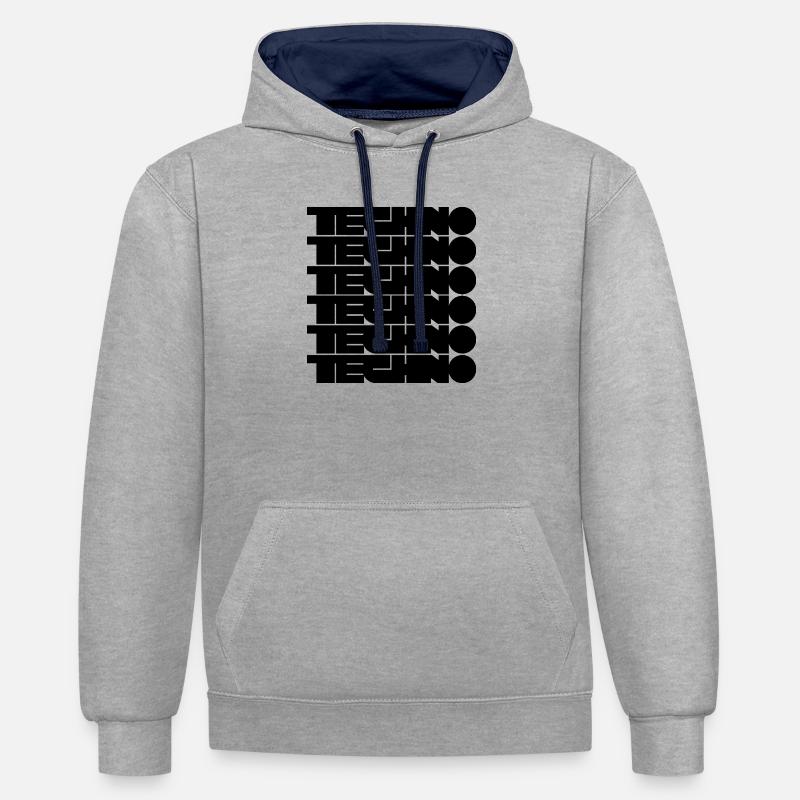 Techno djärv logotypdesign - Kontrastluvtröja - gråmelerad/marinblå