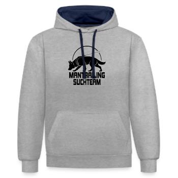 Chiens de recherche de l’équipe de chasse du berger allemand - Sweat à capuche contrasté - gris chiné/bleu marine - Devant - Liana (172cm) & Jaron (178cm)