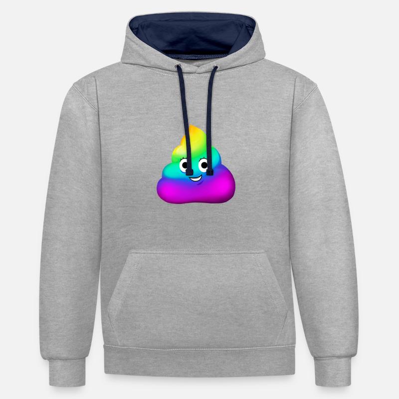 Merde de poche - Sweat à capuche contrasté - gris chiné/bleu marine