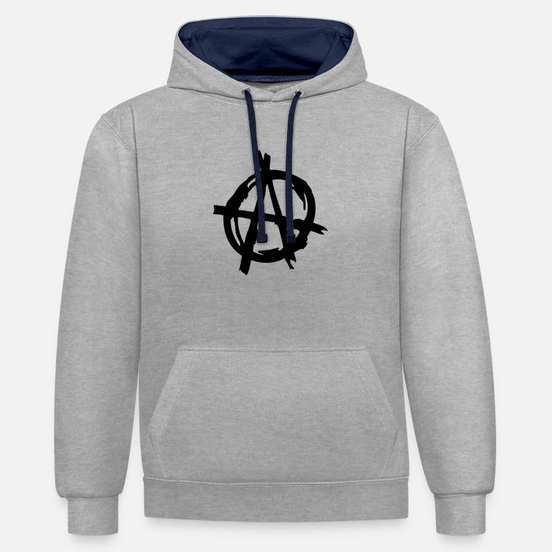 logo anarchy3 - Sweat à capuche contrasté - gris chiné/bleu marine