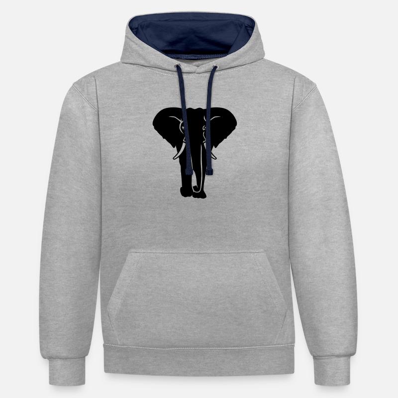 Elephant - Sweat à capuche contrasté - gris chiné/bleu marine