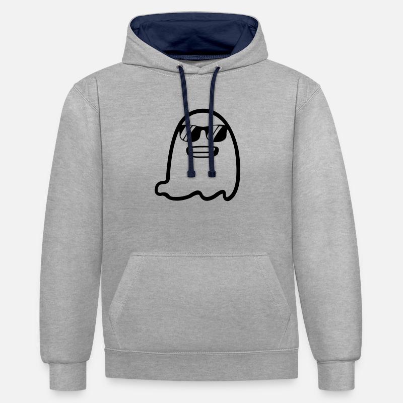 Fantôme - Sweat à capuche contrasté - gris chiné/bleu marine