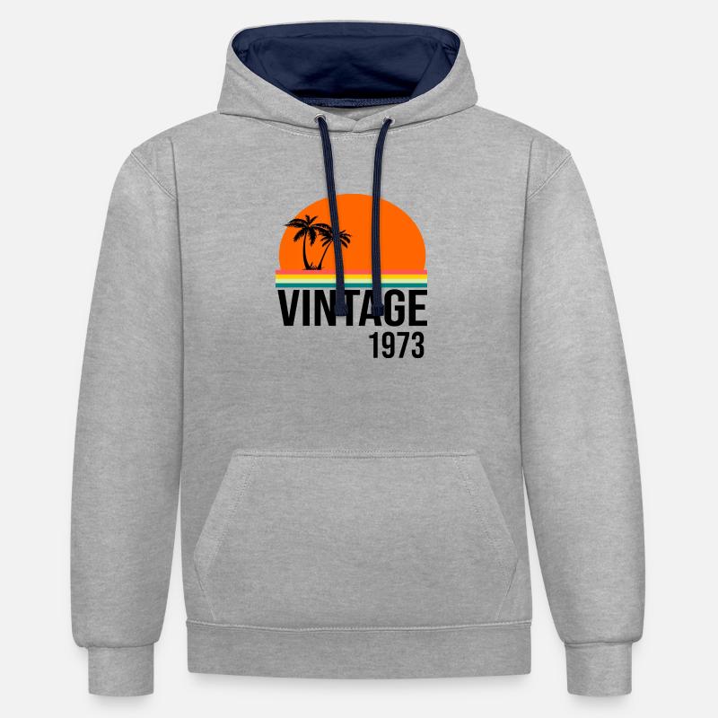Millésime 1973 - Sweat à capuche contrasté - gris chiné/bleu marine