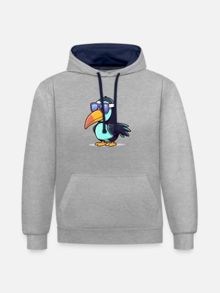 Hob the toucan - Contrast hoodie - heather grey/navy