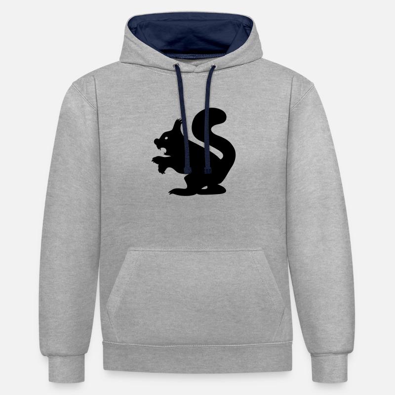 Killer Squirrel - Böses Eichhörnchen - Kontrast-Hoodie - Grau meliert/Navy
