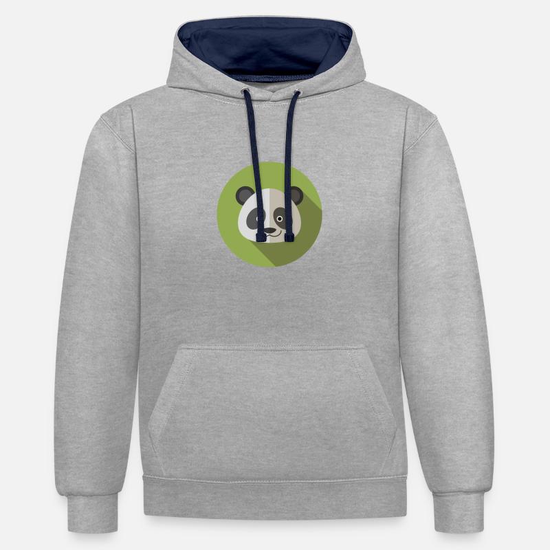 Panda de vecteur - Sweat à capuche contrasté - gris chiné/bleu marine