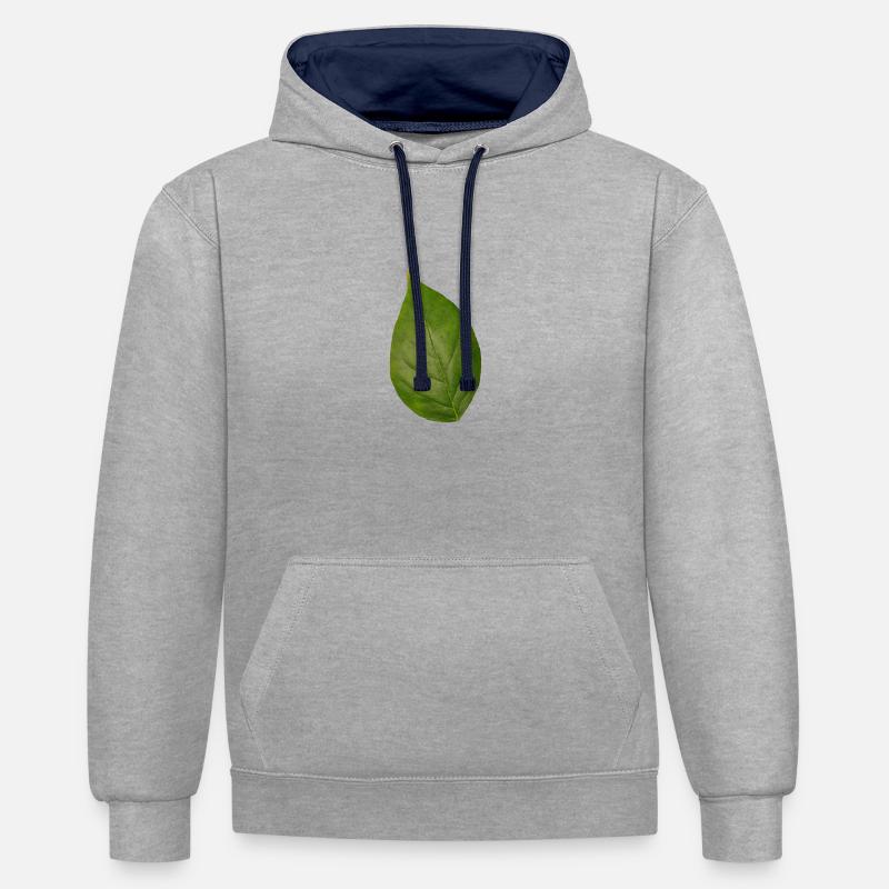Feuille arbre plante printemps été automne vert - Sweat à capuche contrasté - gris chiné/bleu marine
