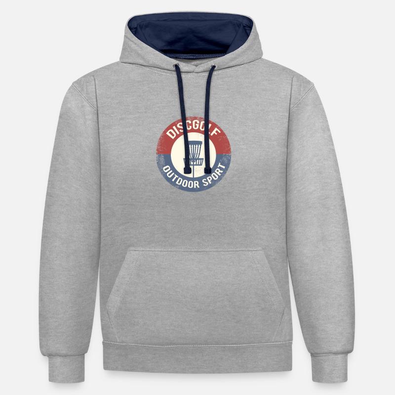 disc golf - Sweat à capuche contrasté - gris chiné/bleu marine
