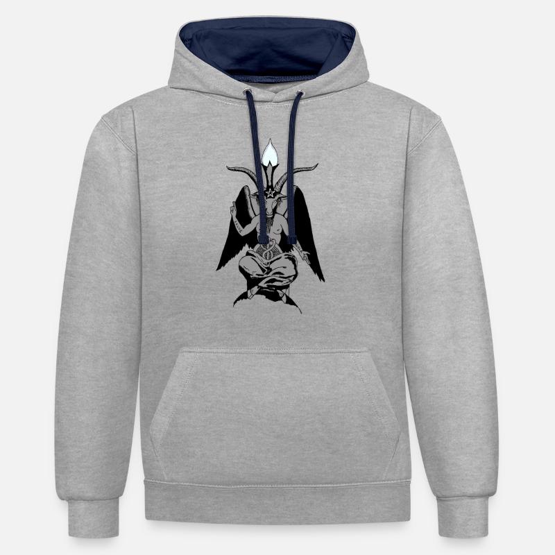baphomet - Sweat à capuche contrasté - gris chiné/bleu marine