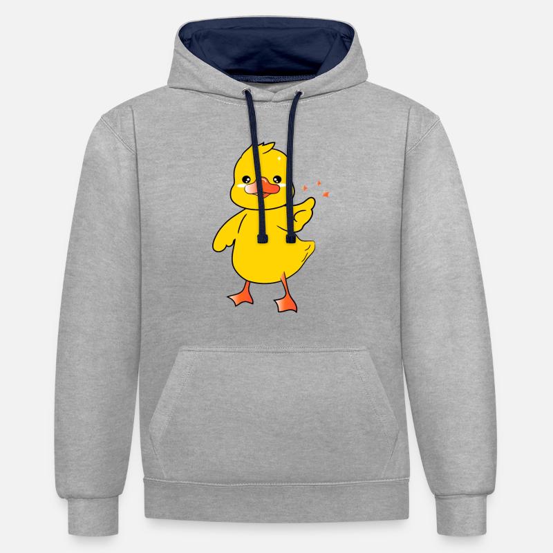 Mignon bébé canard personnage 2 - Sweat à capuche contrasté - gris chiné/bleu marine