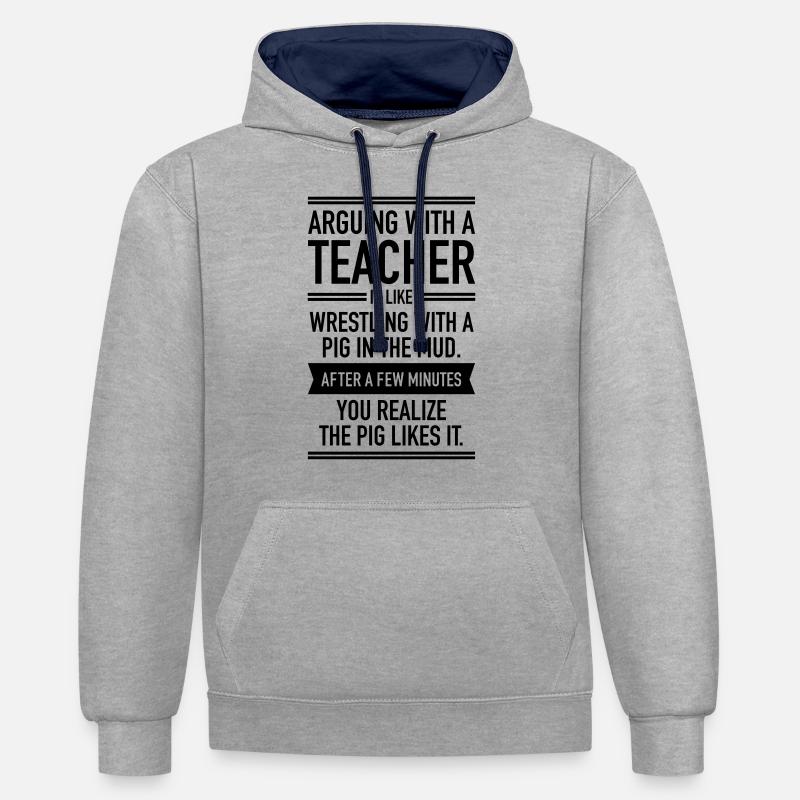 Arguin With A Teacher - Sweat à capuche contrasté - gris chiné/bleu marine