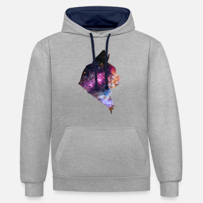 Espace chat espace chat - Sweat à capuche contrasté - gris chiné/bleu marine