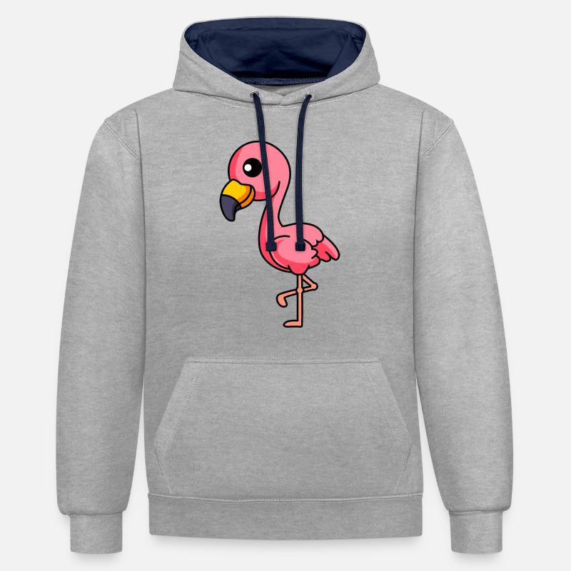 Flamingo Comic Animal - Sweat à capuche contrasté - gris chiné/bleu marine