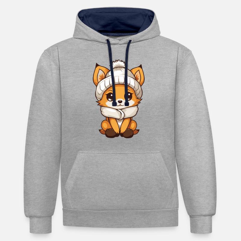 Bande dessinée d’hiver Fox - Sweat à capuche contrasté - gris chiné/bleu marine