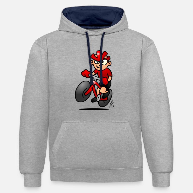 VTT - Sweat à capuche contrasté - gris chiné/bleu marine