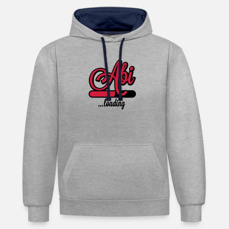 Abi loading | Abitur wird geladen - Sweat à capuche contrasté - gris chiné/bleu marine
