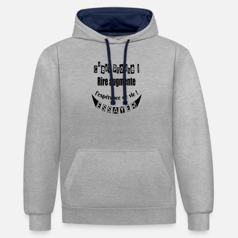 rire - Sweat à capuche contrasté - gris chiné/bleu marine