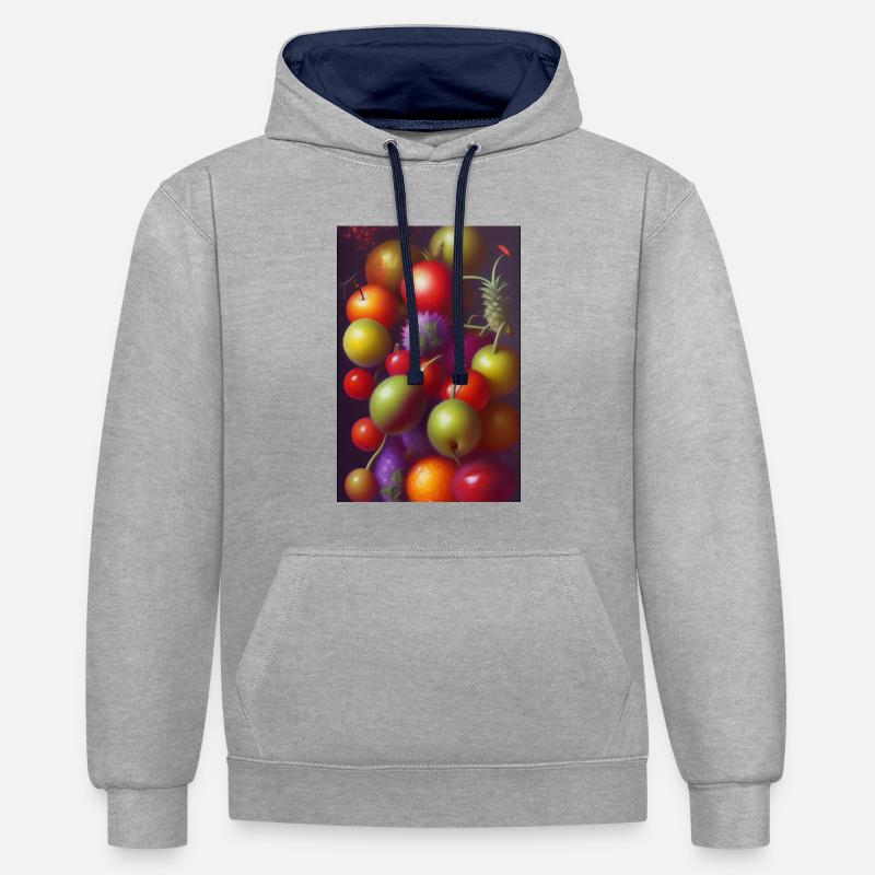 Fruit - Sweat à capuche contrasté - gris chiné/bleu marine