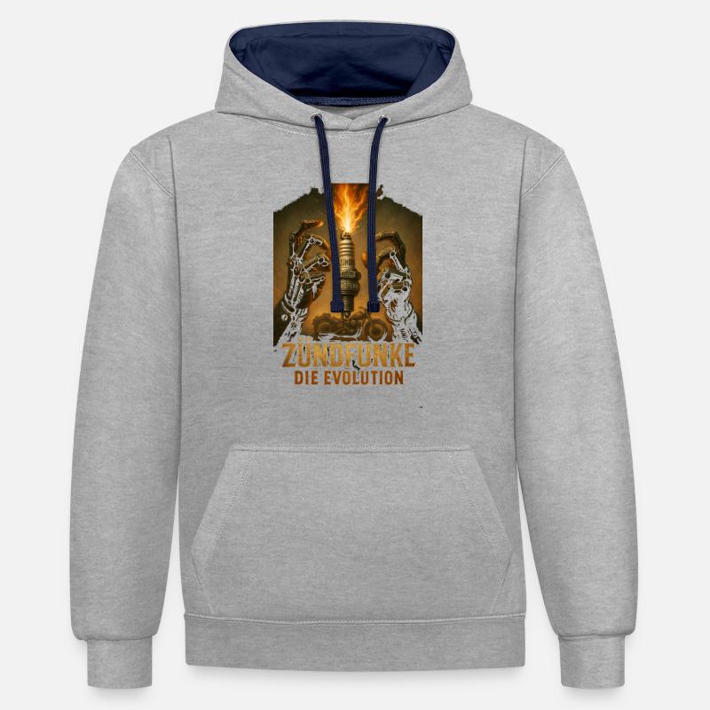 ZÜNDFUNKE – L’évolution - Sweat à capuche contrasté - gris chiné/bleu marine