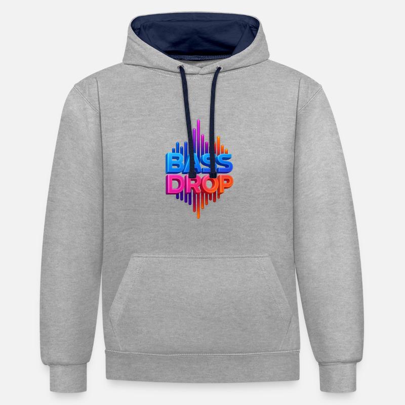 Visualisation des basses vives - Sweat à capuche contrasté - gris chiné/bleu marine