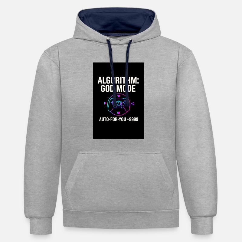 Algorithme Mode Dieu - Sweat à capuche contrasté - gris chiné/bleu marine