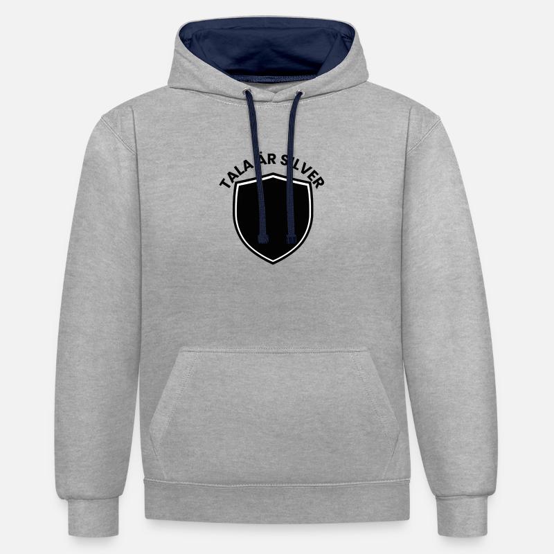 Bouclier d’argent avec thème d’année - Sweat à capuche contrasté - gris chiné/bleu marine