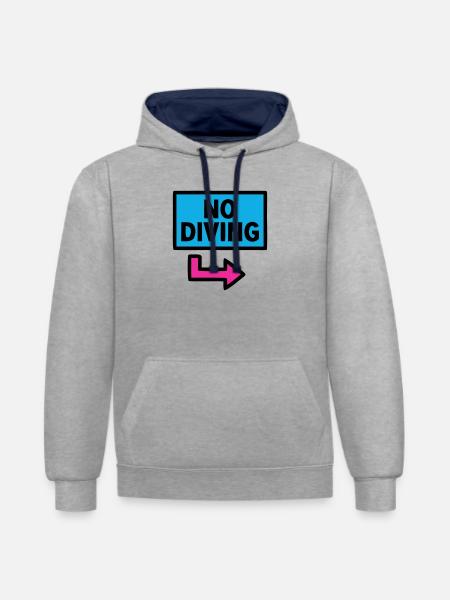 No Diving Schild Pool Retro - Kontrast-Hoodie - Grau meliert/Navy