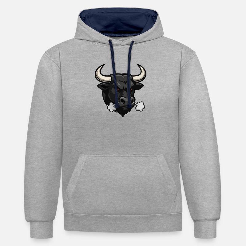 Fumée de Taureau Sombre - Sweat à capuche contrasté - gris chiné/bleu marine
