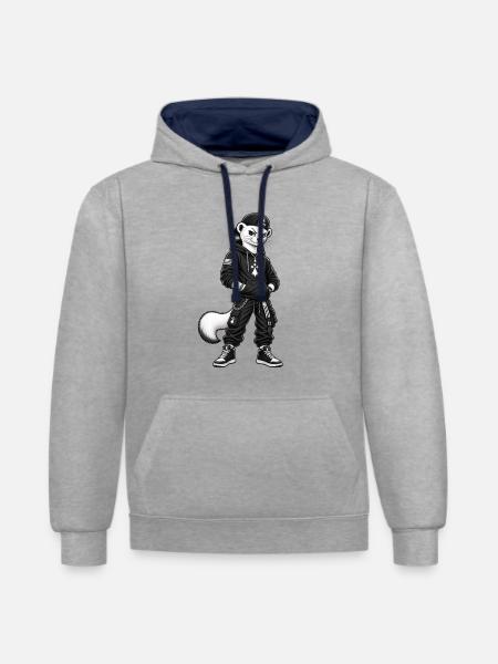 Cool Ermine - Kontrast-Hoodie - Grau meliert/Navy