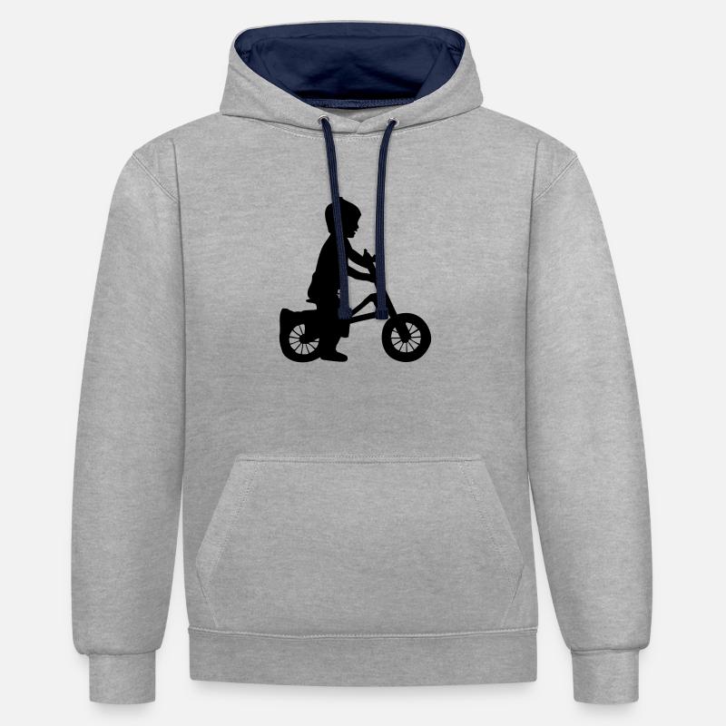 Petit Veloheld - Sweat à capuche contrasté - gris chiné/bleu marine